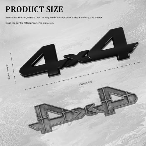 Image of 4x4 Emblem Sticker, Metal Car Emblems, 3D Fender Badge Decal Car Sticker, Universal 4X4 Emblem Badge 3D Logo Car Exterior Accessories Fit for SUVs Trucks Pickups (4X4, Black)