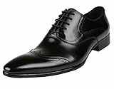  Jsix Zapatos de Vestir para Hombre Con Cordones De Cuero Brogue Negro (43)
