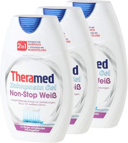 Theramed Pasta de Dientes y Enjuague bucal 2 en 1 Non-Stop White con protección antibacteriana 3X