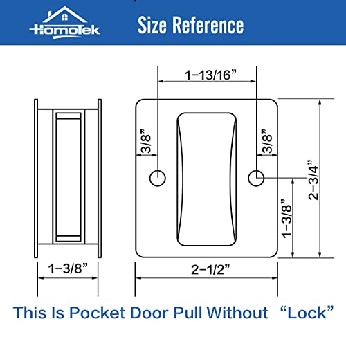 HOMOTEK Passage Sliding Door Pull Black Without Switch Plate- Replace Old Or Damaged Pocket Door Pull Quickly and Easily, 2-3/4”x2-1/2”, for 1-3/8” Thickness by HOMOTEK - Image 2