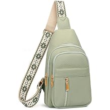 FALAN MULE Small Crossbody Sling Bags Fanny Packs Leather Purses Chest Bag for Women Green | Fanny Packs
