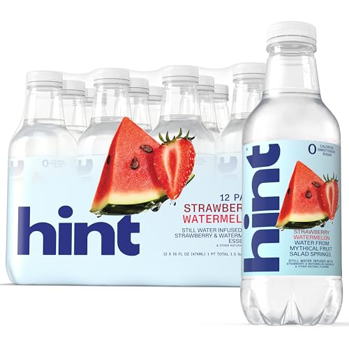 Image of Hint Fruit-Infused Bottled Water, Strawberry Watermelon - Sugar Free Flavored Water with Zero Calories, Naturally Flavored, and No Artificial Sweeteners - 16 Fl Oz (Pack of 12)
