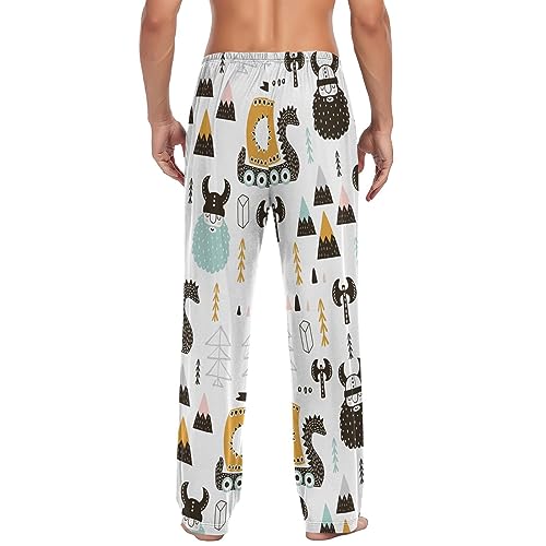 Cute Vikings Ship Pajama Pants Ocean Nautical Cow Men's Pajama Bottoms Lounge Sleepwear PJs Casual Sleep Pants M2