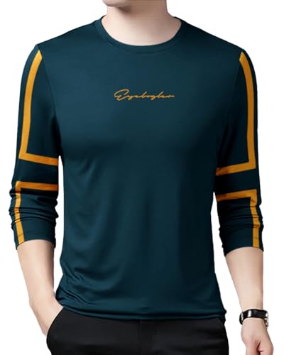 Image of Noble Monk Men Full Sleeve Round Neck T-Shirt | Printed Sleeves |Regular fit Tshirt for Men