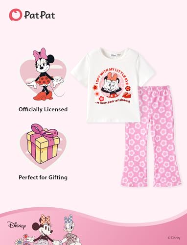 Image of Disney Frozen Princess Minnie Stitch Girl Clothes Long Sleeve Knot Front Sweatshirt Flare Pants Fall 2 Piece Outfit 2-9Y