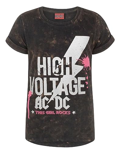 AC/DC T-Shirt Kids Girls High Voltage Album Band Acid Wash Tee