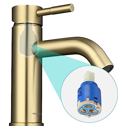 Aquaterior Gold Single-Handle Bathroom Sink Faucet Stainless Steel Deck Plate For 1 Hole And 3 Holes Basin (Cupc Nsf Cec) #TOP1