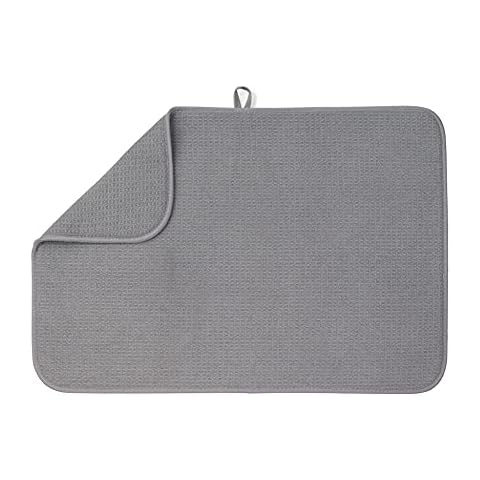XXL Dish Mat 24" x 17" (LARGEST MAT) Microfiber Dish Drying Mat, Super absorbent by Bellemain (Gray) Cover