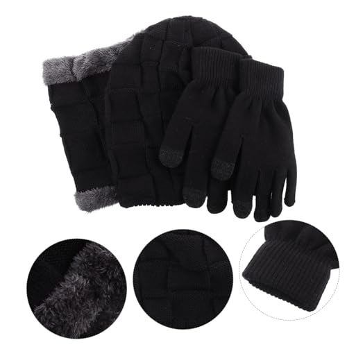 PartyKindom 1Set Thicken Knitted Beanie Scarf Gloves for Outdoor Activities Comfortable Reliable Cold Weather Gear for Skiing Camping More4