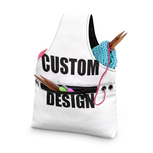 Image of KUIFORTI Custom Design Yarn Bag Holder Crochet Bag Knitting Accessories Yarn Project Bag Yarn Tote Yarn Bags for Crocheting on The Go Small Size