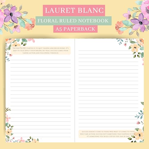 Image of LAURET BLANC Ruled Notebook - A5 Size, 144 Ruled Pages, 90 GSM, Paperback (Make It Happen.)