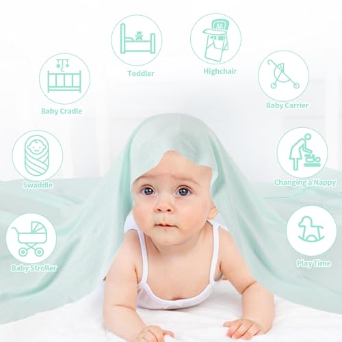 Gina Era Knit Baby Receiving Blankets, Soft Lightweight Cozy Swadde Blanket for Newborns, Unisex Baby Blanket, 2 Pack 30 X 40 Inch for Boy (Green)3