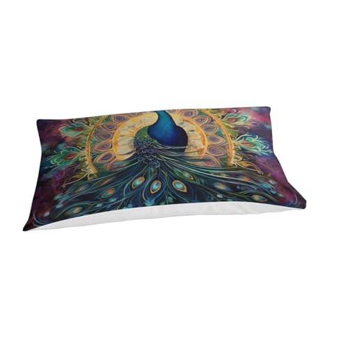 Housse de couette paon 3D douce avec fermeture éclair et parure de lit single - 3