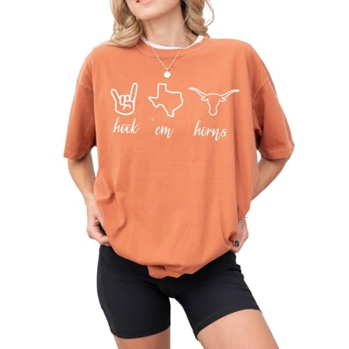 Hook em Horns Texas Shirt, Unisex Texas Sweatshirt, Longhorn Tee, Burnt Orange Gameday Merch,