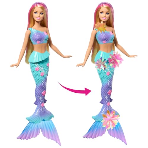 Muñeca Barbie Sirena con Flores Mágicas y Accesorios miniatura 2