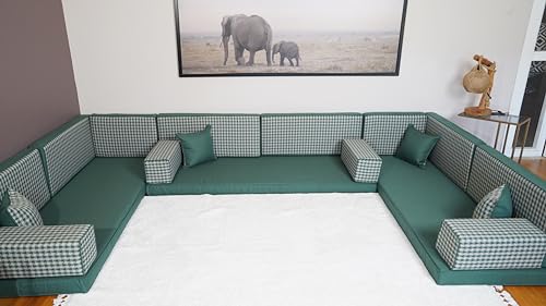 arabicsofa Middle Eastern Moroccan Majlis Seating – U Shaped Arabic Floor Cushion for Living Room – Sectional Sofa Set