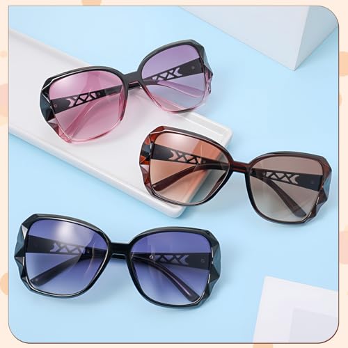 Image of Women Oversized Sunglasses UV400 Protection Lens Sun Glasses | Lightweight Shiny Frame, Classic Trendy Design, Multiple Color Options for Walking, Driving, Shopping, Taking Photos