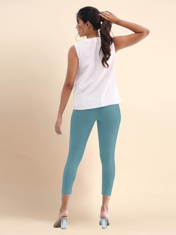 Image of TRENDMALLS Women's Microfiber Elastane Stretch Soft Cropped Leggings with Ultrasoft Waistband for Women