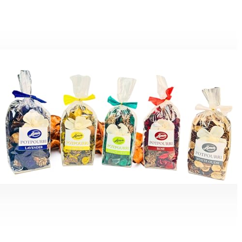 Image of Amos Premium Potpourri Flowers Home Fragrance Pack of 5(100 gm Each) (Rose) (Jasmine) (Lavender)(Lemongrass)(White oudh)