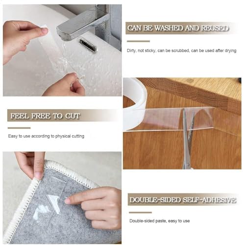 Image of Eclet Double Sided Adhesive Nano Tape Transparent Sticky Double Coated Tape 3 m, Multipurpose Strong Hold for Home Office School Craft Use Pack of 1 lt