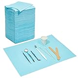 125 Pack Dental Bibs, Disposable Water Resistant Dentist Napkin for Tattoo Piercing Supplies, Absorbent Single Use Clothing Protectors with Polyethylene Film (13 x 18 Inch, Blue)