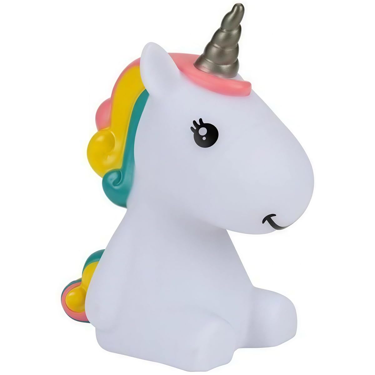 Inevitable Unicorn Colour Changing Night Light with 7 LED Colours, White with Rainbow Mane, 9.5cm x 7cm x 14.5cm, Battery Powered