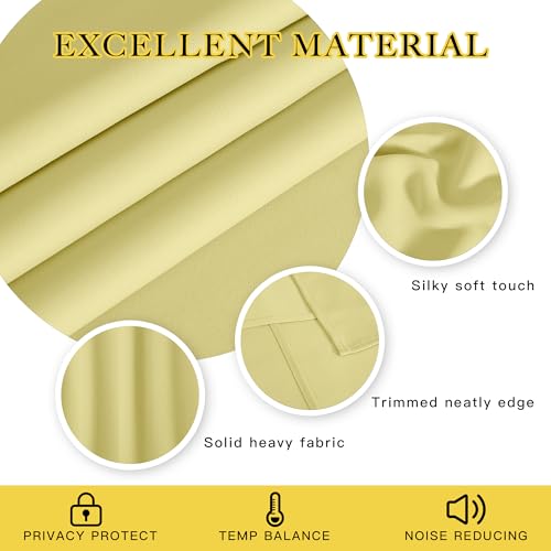 NICETOWN Blackout Short Curtain 63 inches Long for Windows, Thermal Insulated Curtain Grommet Room Darkening Window Treatment for Bedroom/Living Room, 1 Panel, W46 x L63, Paler Yellow