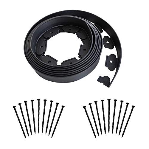 20FT Black Landscape Edging No Digging Garden Edging Kit Include