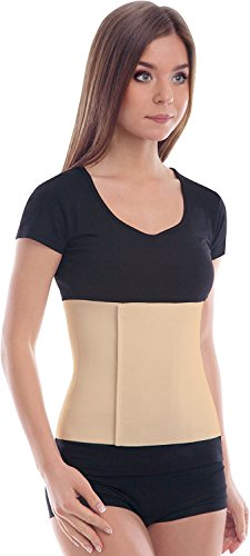 TOROS-GROUP Cinturón elástico postoperatorio abdominal 24cm / Faja postparto y postoperatorio/Apoyo de los músculos abdominales y lumbosacro/Unisex/Small Beige 71-80 cm