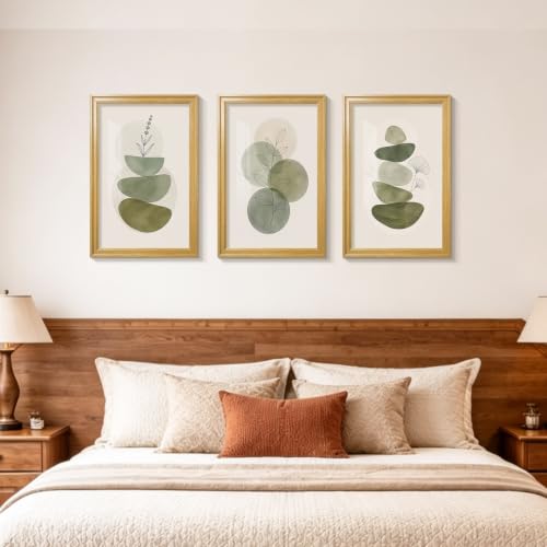 Framed Abstract Wall Art Set of 3, Sage Green Botanical Prints 16x24 Inch - image 8