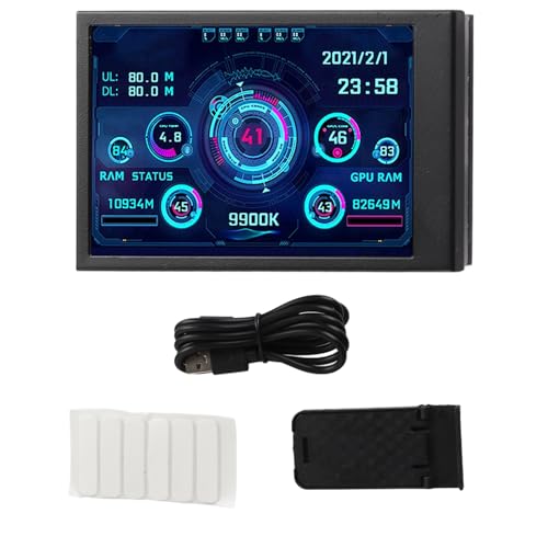 Image of ZJchao Pc Temperature Display, 3.5in Computer Temp Monitor Full View Display Computer Temp Monitor Computer Temperature Display with Stand for aida64 PC CPU RAM Hard Disk Data