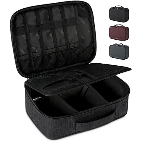 NEWHEY Cable Organiser Bag Waterproof Double-Layer Gadget Electronics Accessories Travel Organizer Bag for Cables USB Drive Charger Power Bank iPad Black Cover