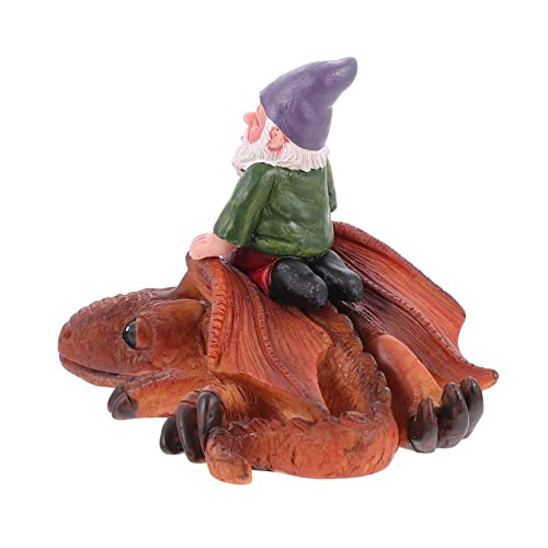ibasenice 1 Pieza Estatua de Jardín Duende Montando Decoración Natural para Jardín y Patio Adorno Exterior