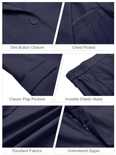 Navy Blue Women's Two-Piece Blazer and Pants Set - Image 6