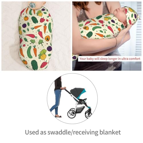Image of Fruit with Vegetables Newborn Swaddle Blankets Hat Sets Soft Baby Receiving Blanket Swaddle Sack for Baby Shower Infant Boy Girl Gift