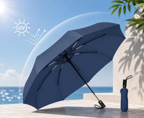 Image of UV Umbrella for Sun & Rain - Auto Open /Close | Windproof | Travel-Friendly 3-Fold Design | SPF 50+ Coated | Big Canopy, Easy to Carry