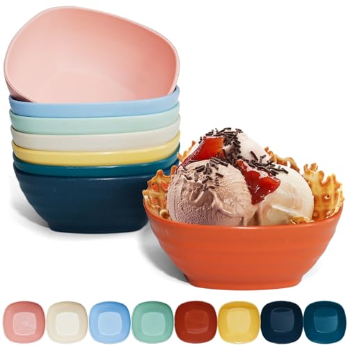 Dapipik MO49 8 Pack 5.4 Inch Square Plastic Snack Bowl Set cover