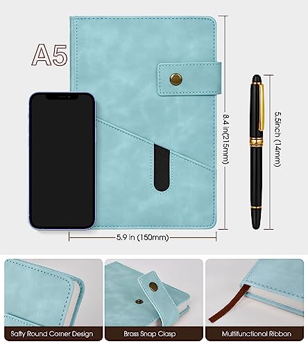 Image of Lined Journal Notebook with Pen, A5 Personalized Hardcover Leather Journal for Men Women, 200 Pages 100 GSM Thick Paper College Ruled Notebooks for Work Travel School Writing Diary 5.9 inch X 8.4 inch