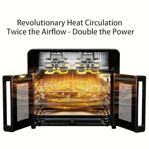 Image of 30QTOversized French Door Air Fryer Toaster Oven Combination, Featuring 20 Cooking Functions And Digital Control, Compatible with 13 inch Pizza, Turkey (Black-25)