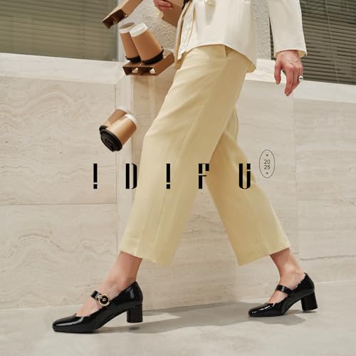 IDIFU IN2 Mary Jane Shoes Women's Pumps Closed Toe Chunky Block Low Short Heels Work Wedding Prom Comfortable Dress Shoes for Women Cute Trendy Vintage Heels Pumps Shoe with Buckle4