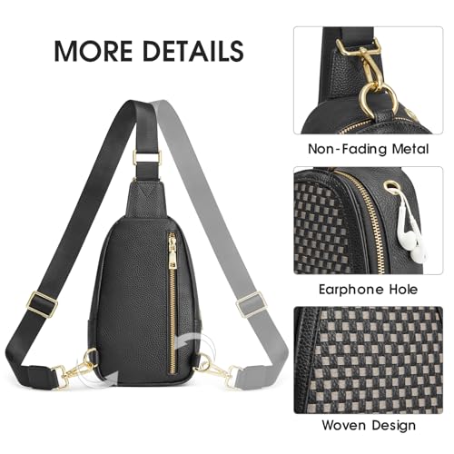 Image of Kattee Sling Crossbody Bag for Women, Leather Fanny Pack Crossbody Sling Bags, RFID Purse Chest Bag Small Daypack for Women