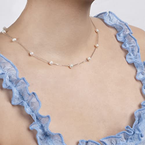 925 Sterling Silver Dainty Freshwater Cultured Pearl Choker Necklace White Genuine Real Pearl Charm Necklaces Jewelry Gifts for Her4