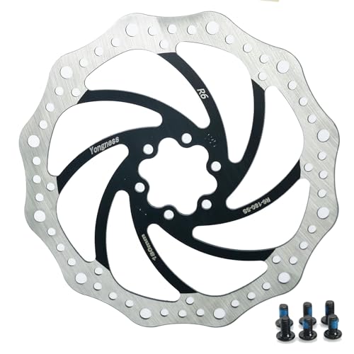 Yongness Bicycle Brake Disc Rotor 140mm/160mm/180mm/203mm, Stainless Steel Bicycle Brake Disc with 6 Screws
