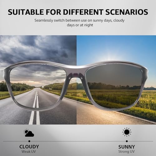 Myiaur 2 Pack Fahrradbrille Selbsttönend Damen & Herren Sportbrille Photochrome, Polarisierte Sonnenbrille mit UV400 für zum Radfahren, Laufen