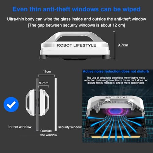 Automatic Window Cleaner Robot, Intelligent Window Glass Cleaning Robot, Magnetic Robotic Vacuums Cleaner, App/Remote Control & 3000Pa Strong Suction, No Noise, for Outdoor/Indoor, Tiles, Bathrooms - Image 4