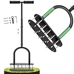 seasky Lawn Aerator Automatic Dirt and Leaf Clean Design,Pre-Assembled 15 Iron Spikes Metal,Soil Lawn Aerating Tools for Yard Lawn and Garden, lawn aerator spikes aerating tool