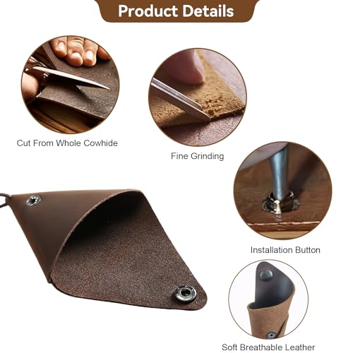 BRTROO Small & Mini Leather Coin Change Purse Pouch for Men & Women - Triangle Genuine Leather Medieval Retro Portable Storage Pouch(Dark brown)3