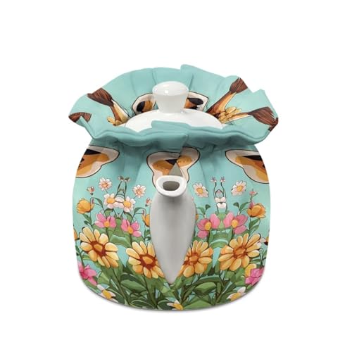 Image of Insulated Tea Cosy for Small Teapot Cartoon Giraffe Tea Pot Dust Cover Keep Warm Tea Cozy Knitted Kitchen Kettle Cloth Cover with Adjustable Drawstring