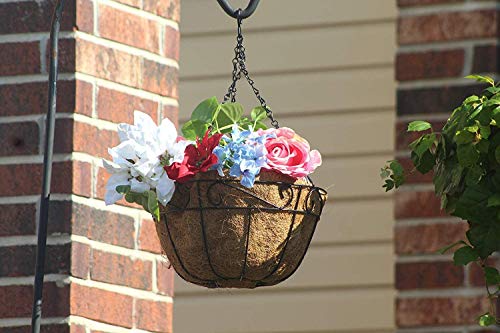 Ashman Metal Hanging Planter Basket With Coco Coir Liner Round Wire Plant Holder Chain Porch Decor Flower Pots Hanger Garden Decoration Indoor Outdoor Watering Hanging Baskets (4) #TOP6