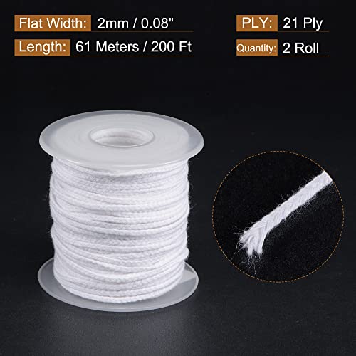 Mecha trenzada de algodón 21 PLY 200 pies 2mm ancha pack x2 miniatura 2